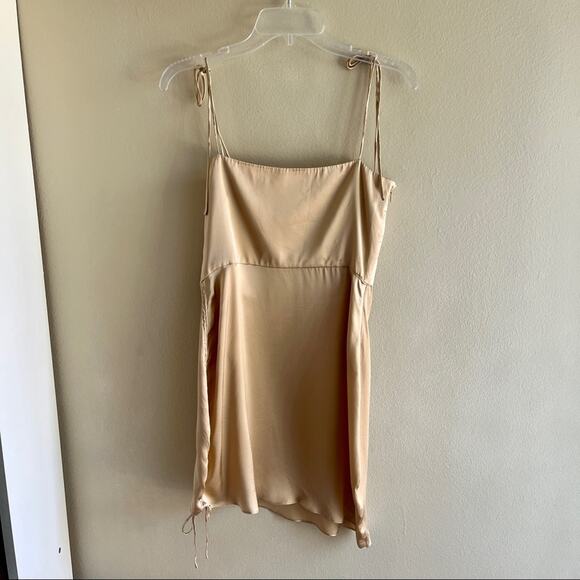 Amanda Uprichard Chiara Dress in Earth 100% Silk Asymmetrical Mini Dress Size M - Picture 8 of 10